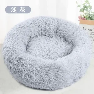 Thickened Long Plush Round Pet Nest For Cats Dogs Warm All Seasons Comfortable Pet Bed Supplies – Color : WHITE – Size : 100cm